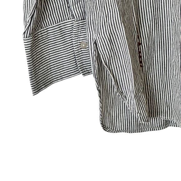 NWT Zara Collection S Striped Embroidered Embellished cotton Button Up Shirt - Picture 9 of 14